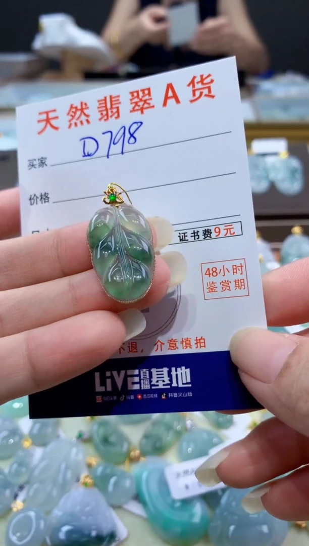 颈饰18K金镶嵌翡翠天然翡翠A货挂件
