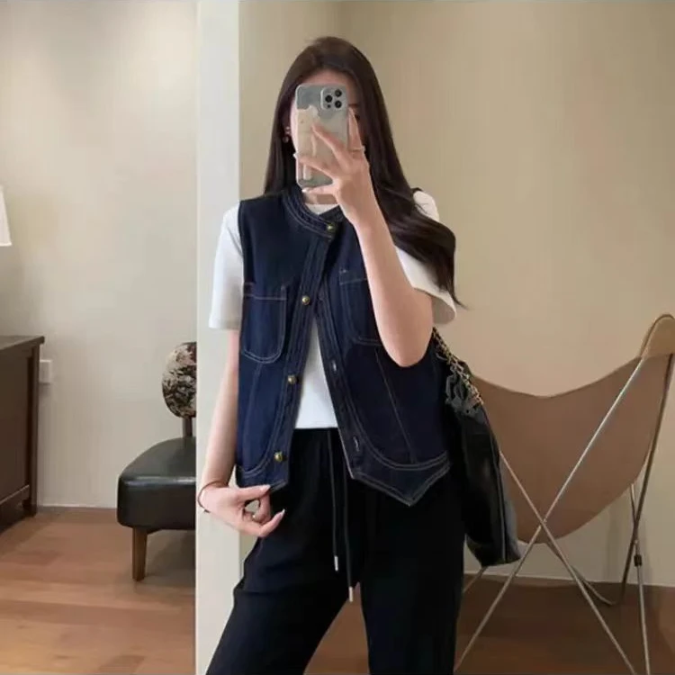 （柚子同款）ZJ秋款时尚软牛仔马甲33216