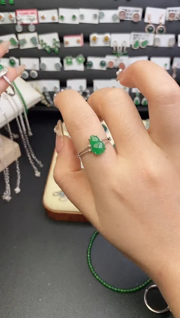 银S925镶嵌戒指翡翠0