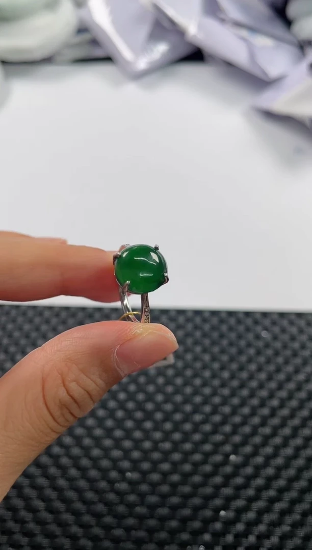 银S925镶嵌戒指翡翠基地发货H 7857