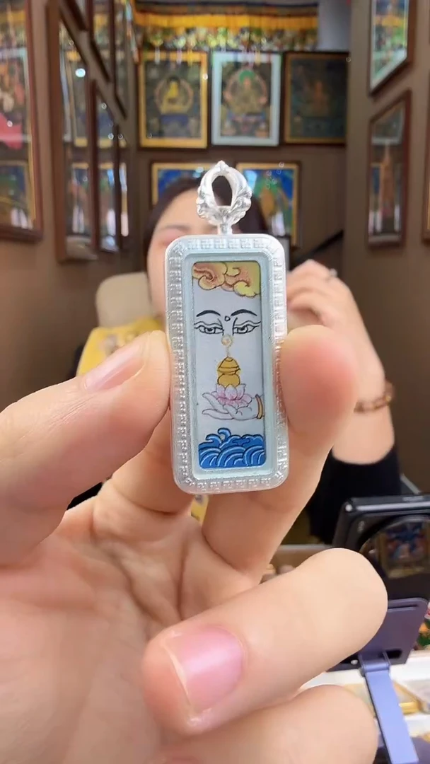 吊坠金刚萨埵-手工唐卡不带绳