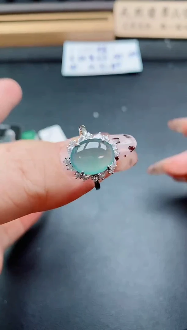 银S925镶嵌戒指翡翠1