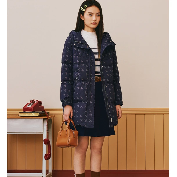 诗篇时尚加厚保暖中长款防风休闲设计款百搭宽松羽绒服6C33508068