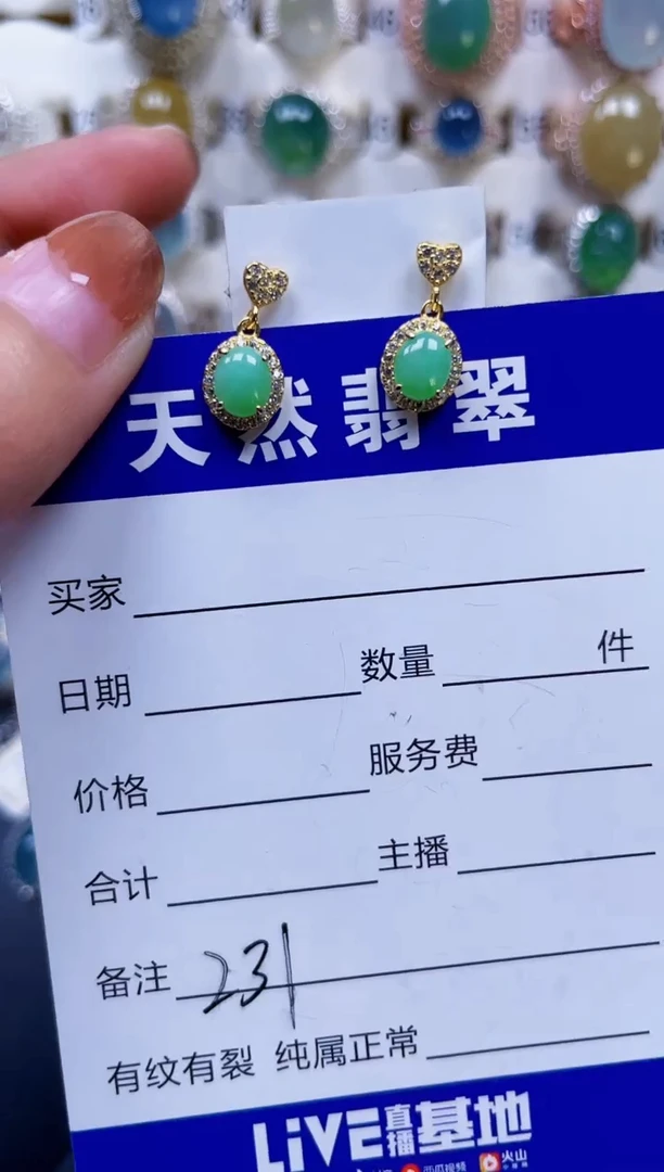 银S925镶嵌翡翠耳饰231