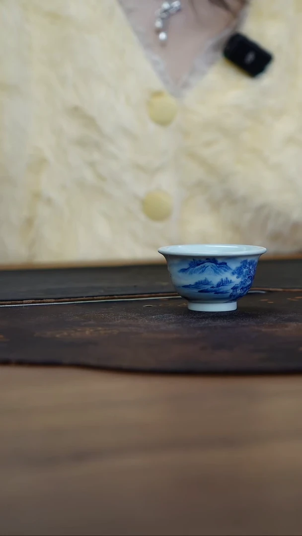 宁封窑柴窑山水压手杯