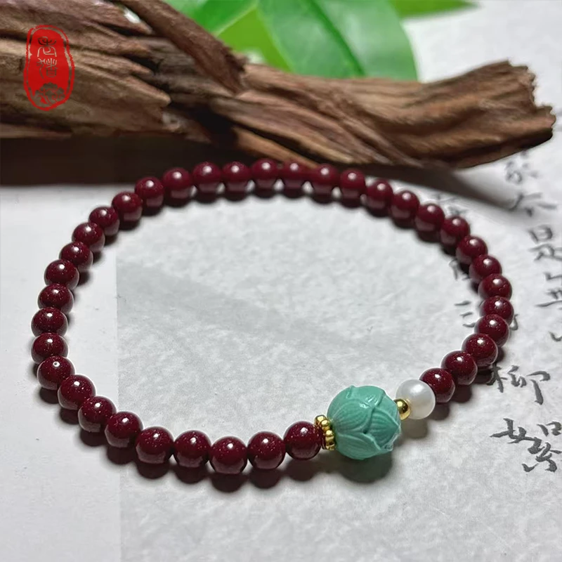 含辰砂工艺品《铁头老猪》ZSC-038高含量朱砂红砂单圈手串s925约4mm