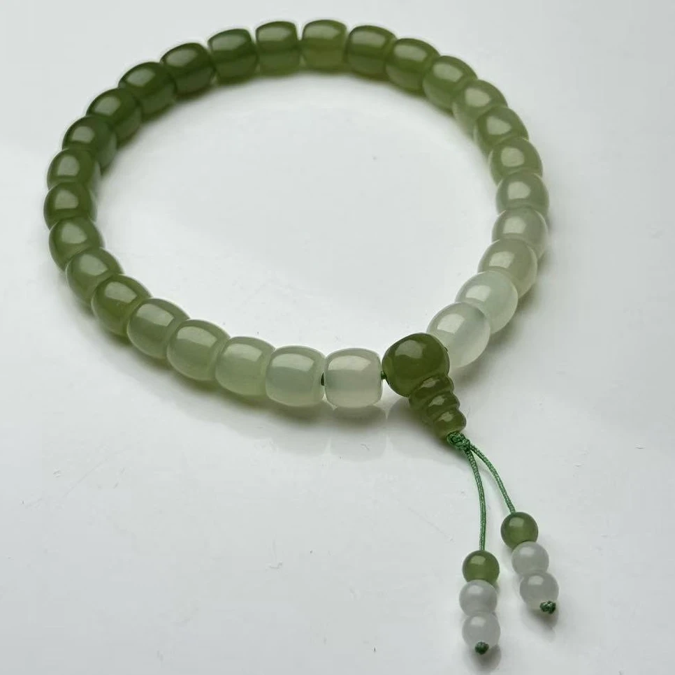 ZBG0778 冰晴葡萄肉和田玉直切设计款手串（天然珠宝多样性发其一）
