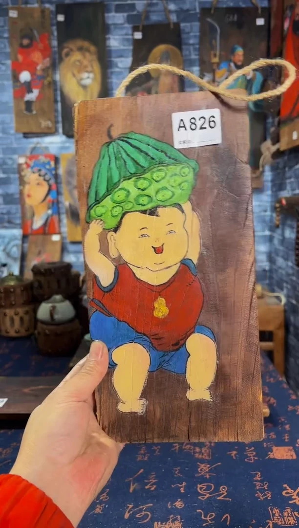 风化老门板丙烯画