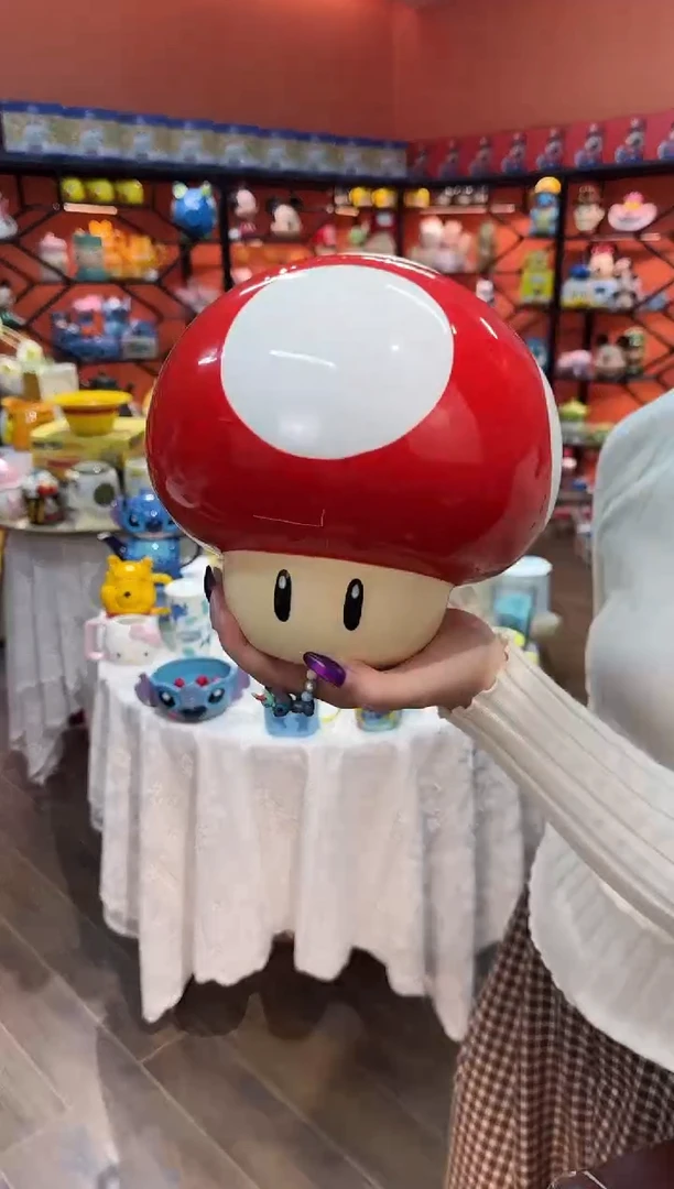 瓷片@@陶瓷蘑菇头饼干罐