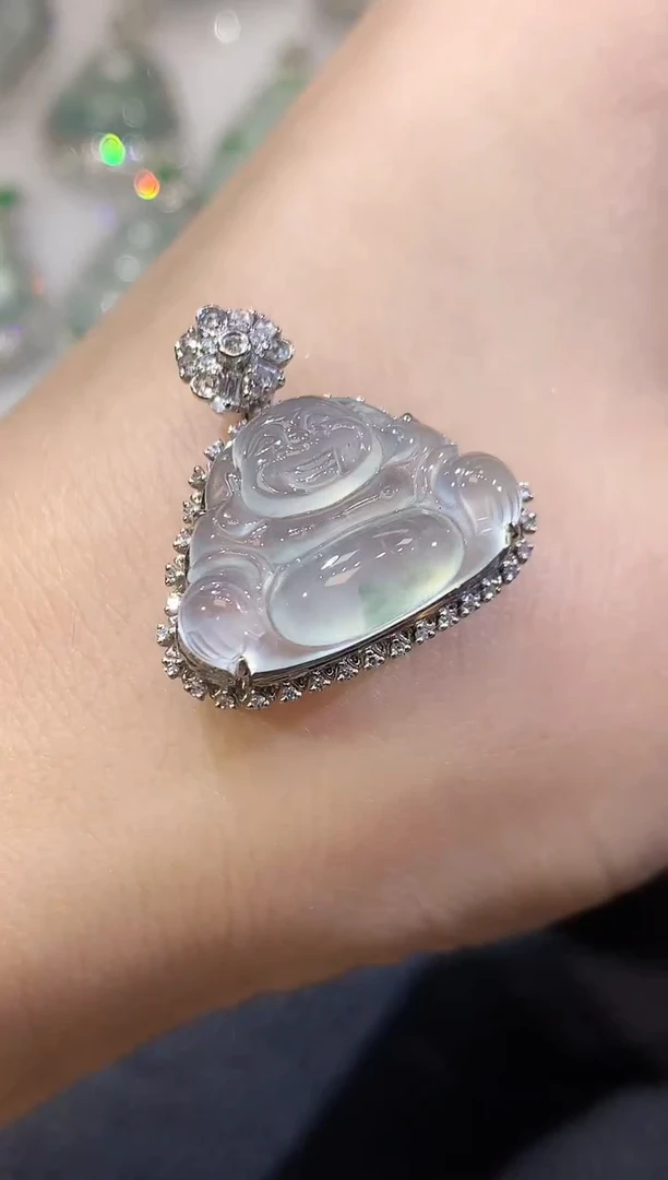 翡翠18K金镶嵌吊坠(不含链)C3