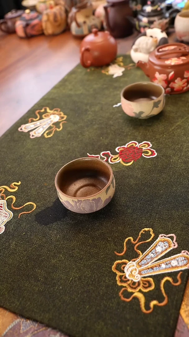 茶壶紫砂紫色牡丹杯