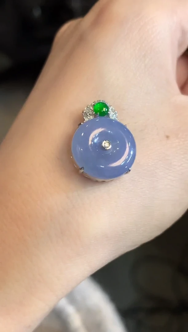 吊坠(不含链)18K金镶嵌翡翠A37 紫货有一定色差