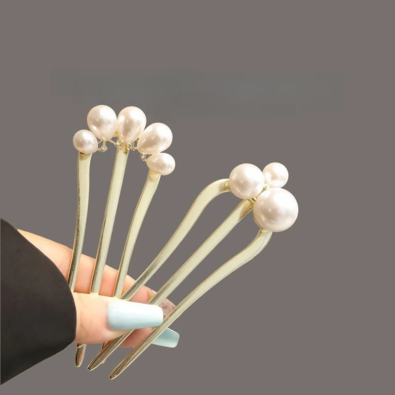 简约仿珍珠三齿发簪齿梳气质国风2025新日常搭旗袍汉服新中式发簪