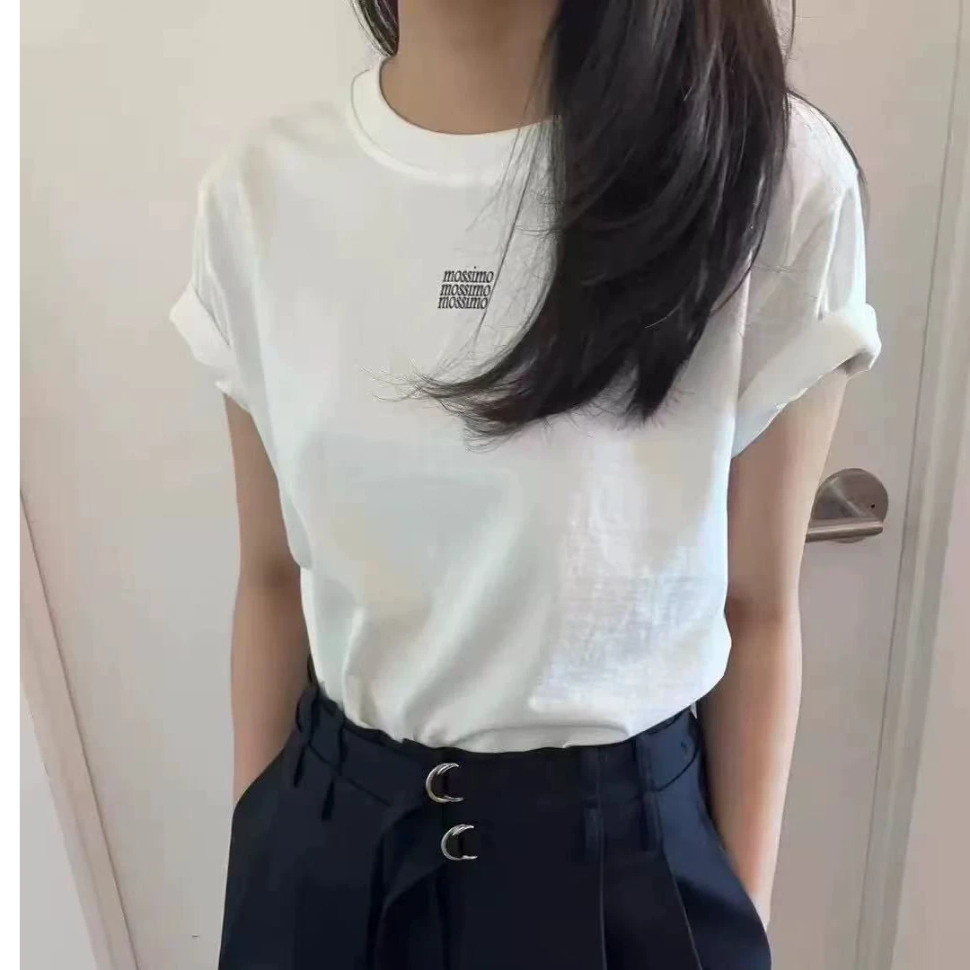 selectmarket韩国东大门25年夏季字母正肩质感百搭短袖t恤NO退换