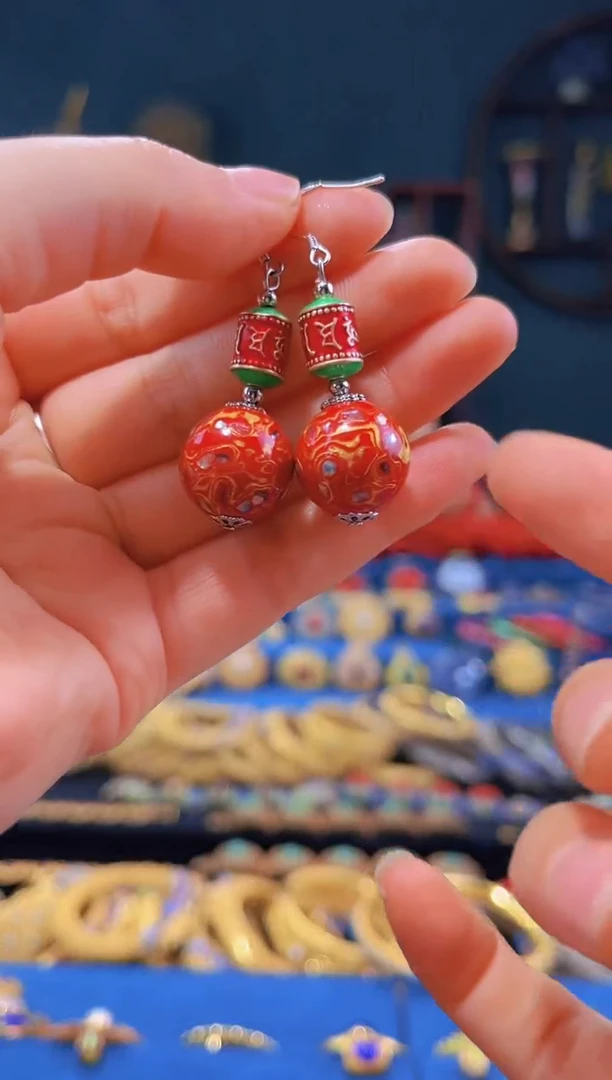 【闪购商品】非遗绝技 犀皮漆耳环 红