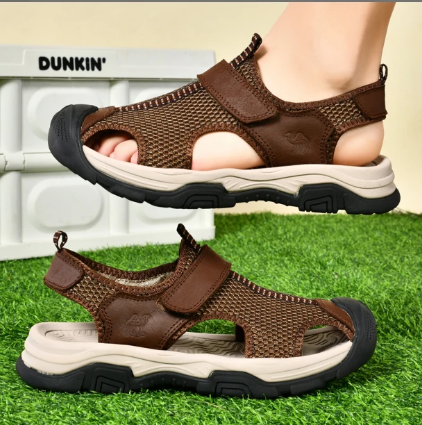 品牌凉鞋男专柜撤柜包头露趾真皮户外沙滩鞋休闲透气溯溪鞋