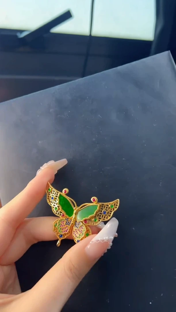 【闪购商品】翡翠吊坠(不含链)银S925镀金镶嵌天然缅甸翡翠A货吊坠