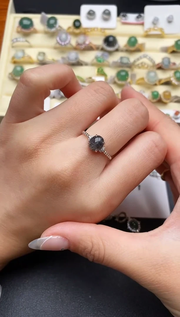 【闪购商品】翡翠戒指银S925镶嵌222222222+7