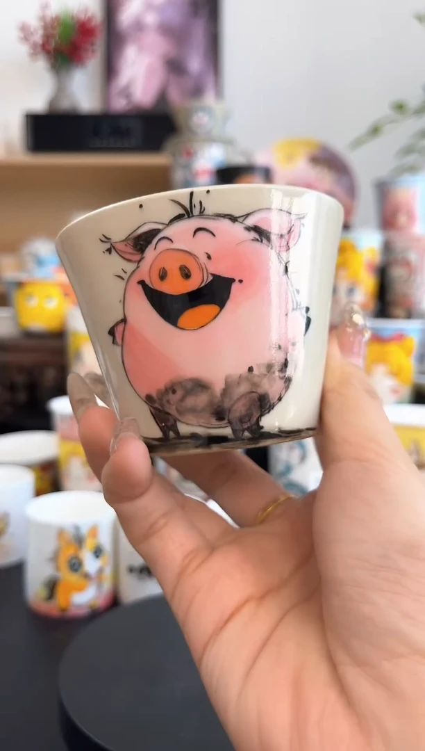 【闪购商品】摆件手工手绘陶瓷小杯杯
