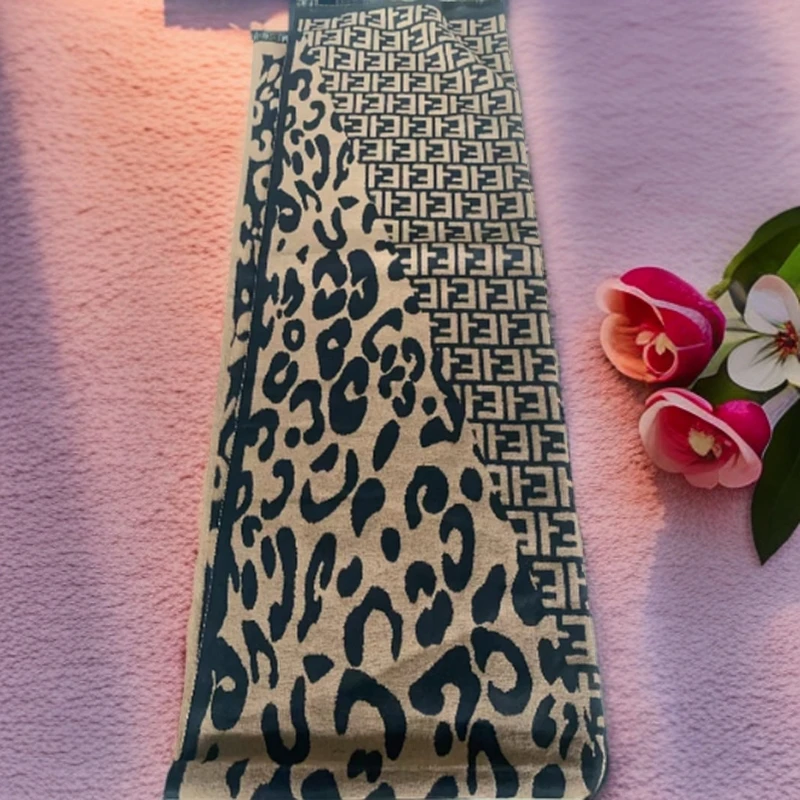 【紫橙】豹纹围巾-厚款