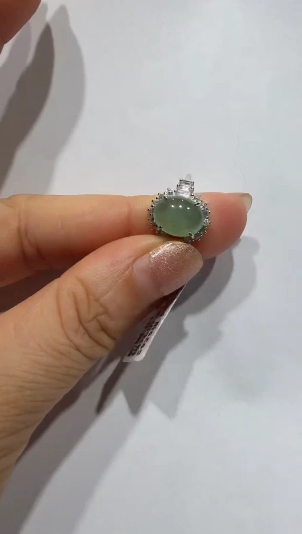 银S925镶嵌戒指翡翠缅甸A货翡翠戒指