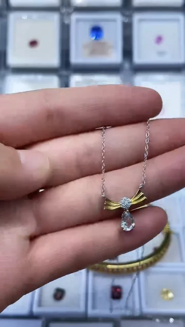 银S925镶嵌笔搁海蓝宝石吊坠