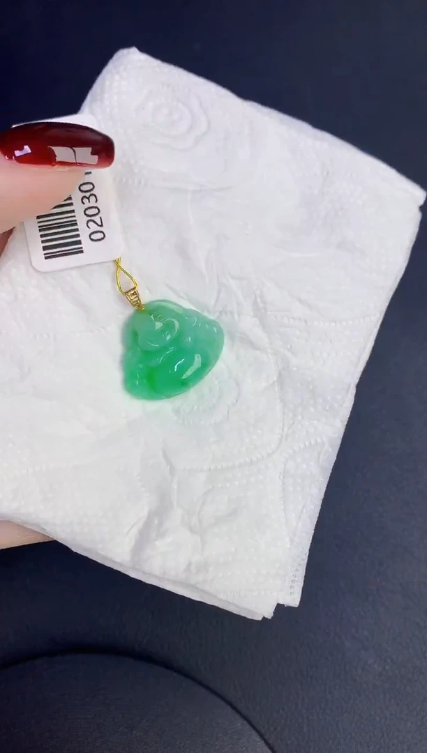 颈饰18K金镶嵌翡翠缅甸天然翡翠a货