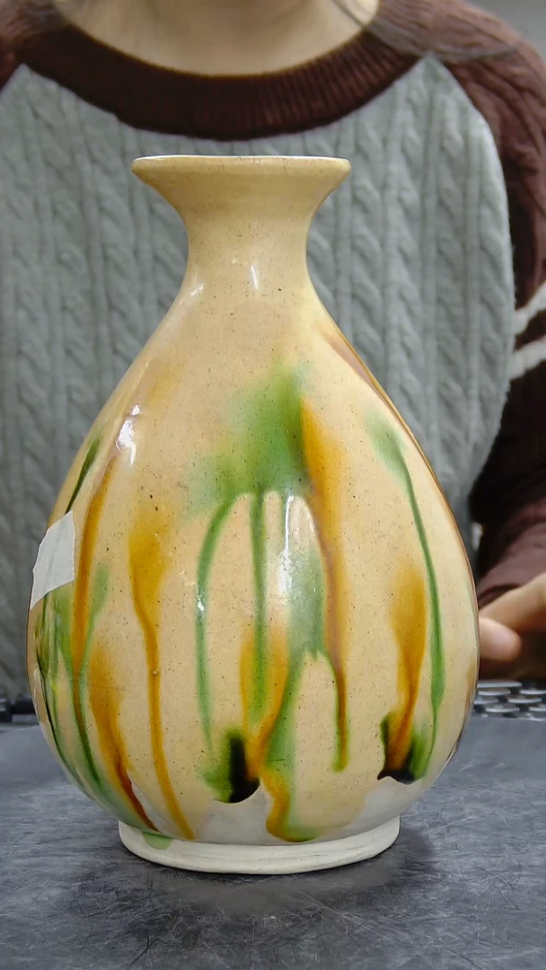 瓶三彩玉壶春瓶#1165#瓷器