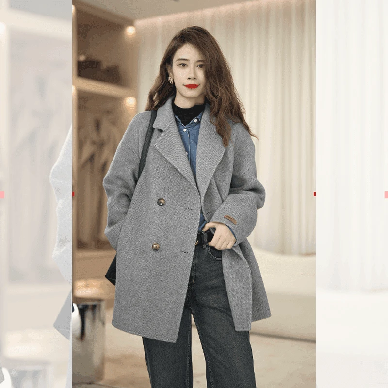 短款2024年秋冬新款双面羊毛呢大衣气质显瘦高级感长毛女大衣短款