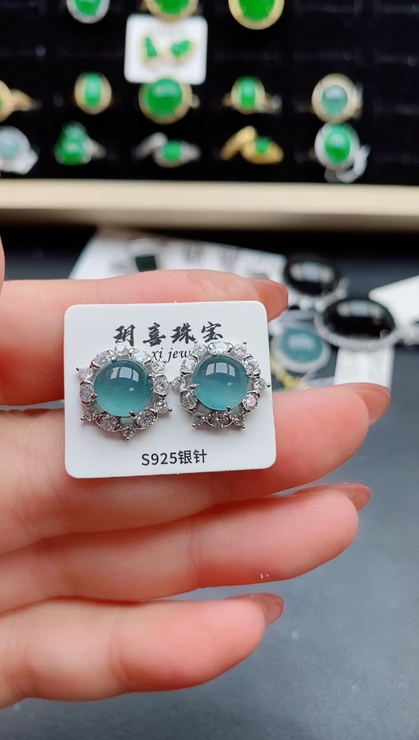 【闪购商品】翡翠耳饰银S925镶嵌1212121
