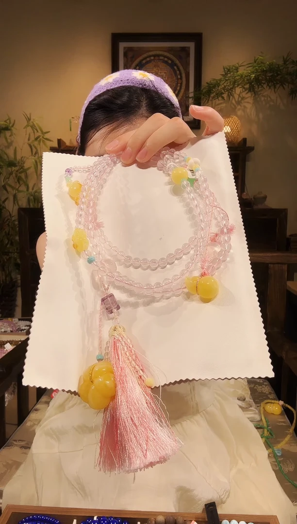 未镶嵌颈饰水晶粉晶斜跨