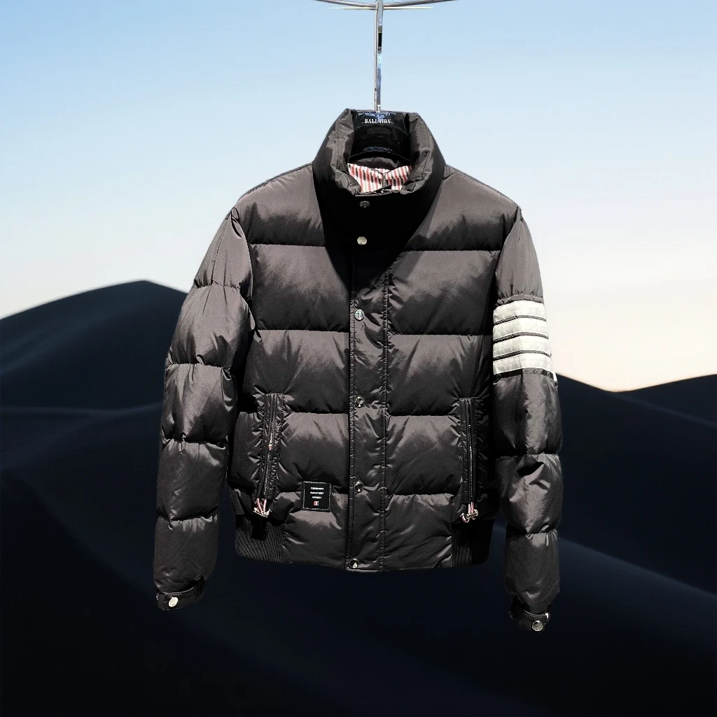 巴赛娜缇冬季经典款羽绒服男新款时尚潮牌立领白鸭绒上衣男装休闲