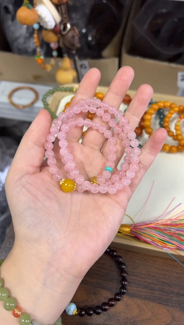 水晶手链未镶嵌粉水晶设计款多圈手链[1144]