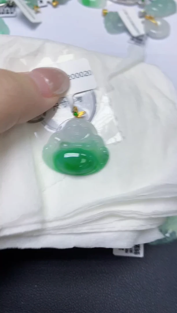 颈饰18K金镶嵌翡翠天然缅甸翡翠A货多样性发一件