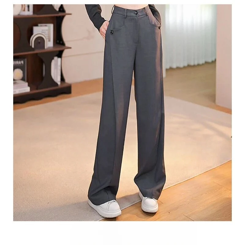 欧B10896高级感气质结构直筒西装裤女垂感高腰显瘦百搭休闲长裤