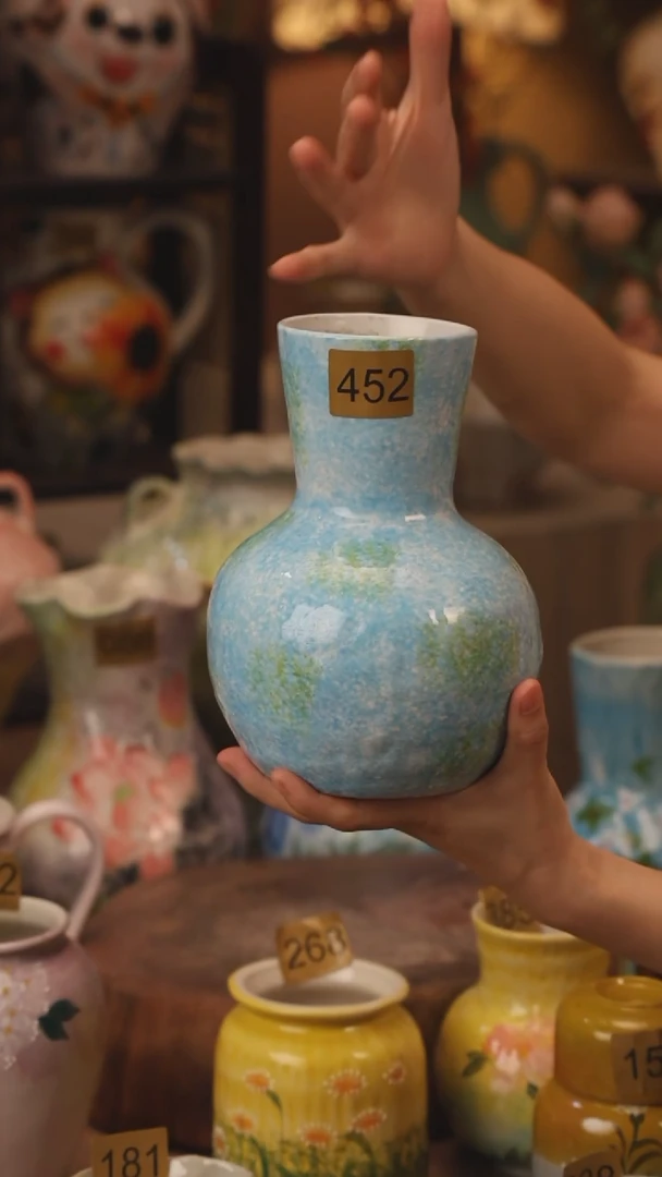 陶瓷452景德镇设计师手作花器摆件侘寂风