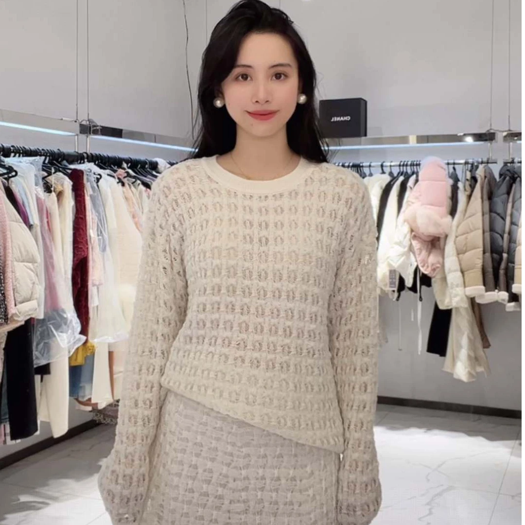 【N·COU】25春新款百搭针织衫提花上衣半裙-DY3866