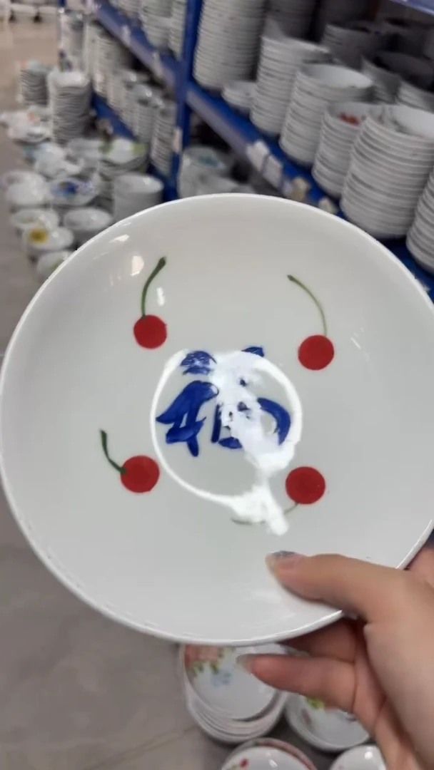 瓷片景德镇陶瓷食品级手绘釉中彩-圆深盘