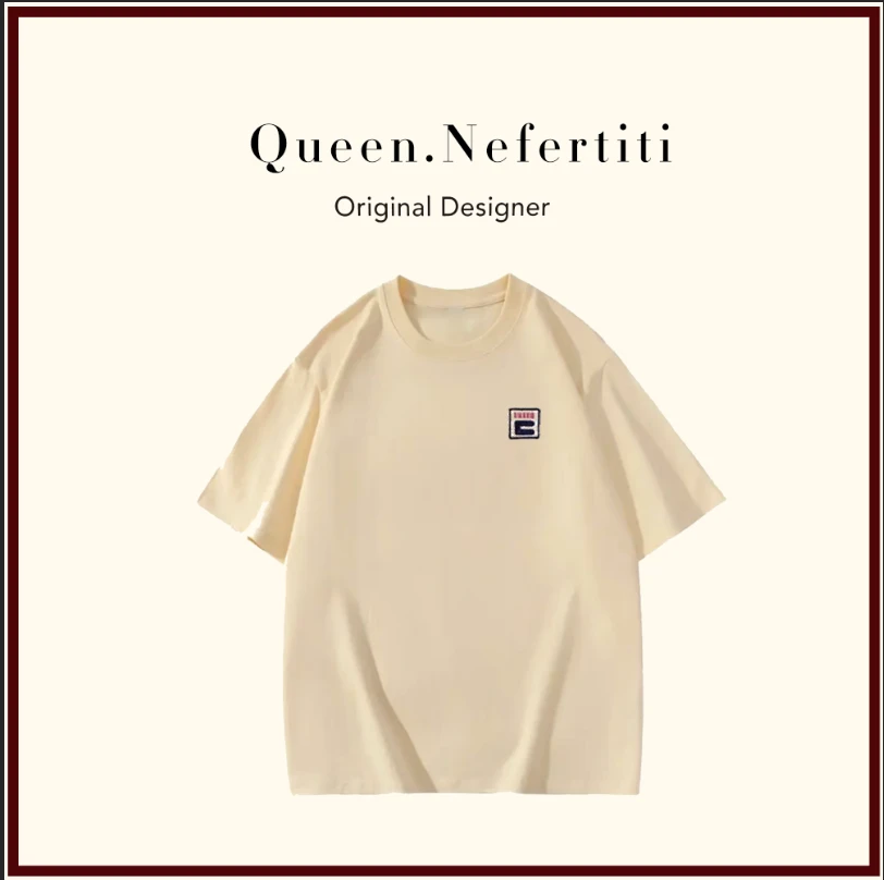 100%棉-刺绣时尚潮流百搭春夏卡通圆领短袖-C字母