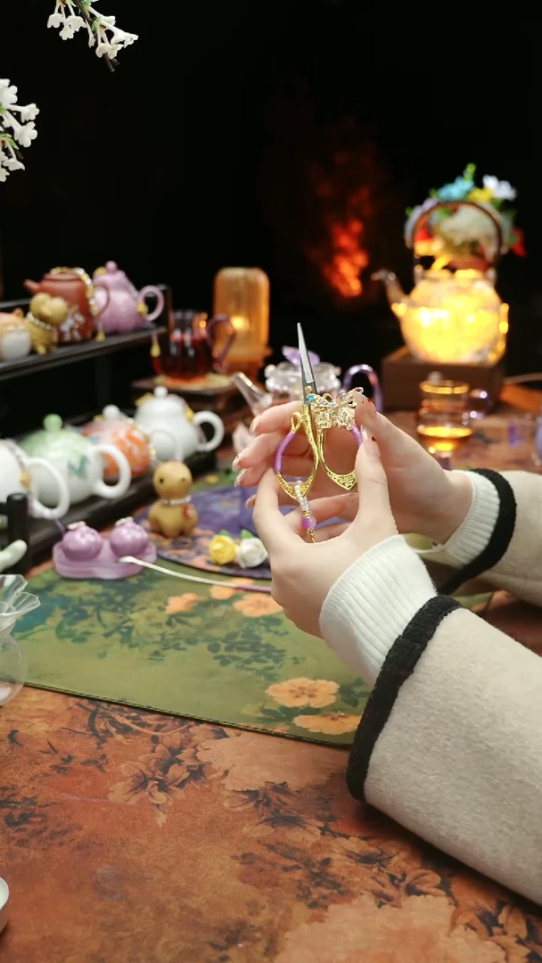 【闪购商品】紫色蝴蝶茶道小剪刀