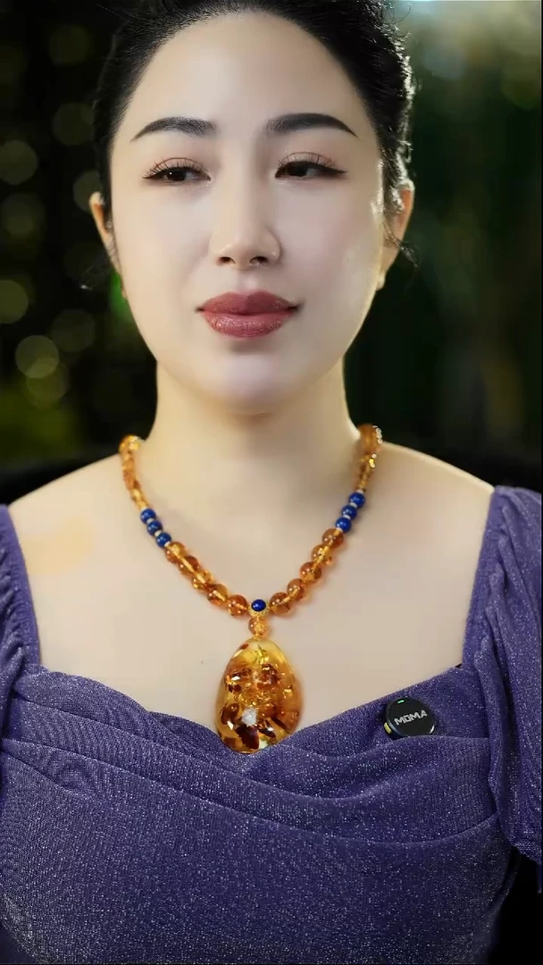 琥珀（花珀）项链未镶嵌花珀水滴吊坠