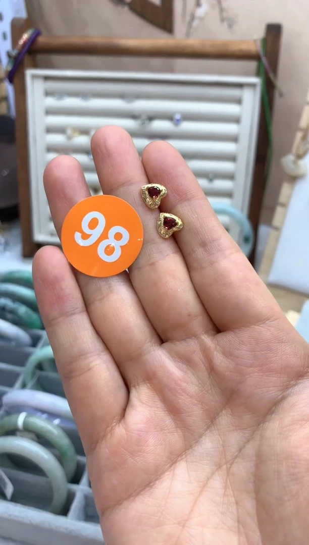 【闪购商品】碧玺耳饰银S925镶嵌耳钉3