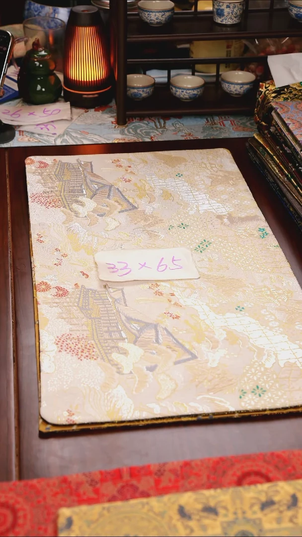 【西阵织亭台楼阁香槟双面】中国风干泡织锦茶席33*65