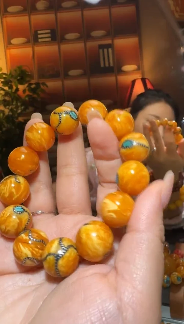 蜜蜡颈饰未镶嵌1431天然蜜蜡珠宝奇石全都保真