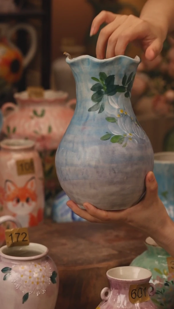 陶瓷377景德镇设计师手作花器摆件侘寂风