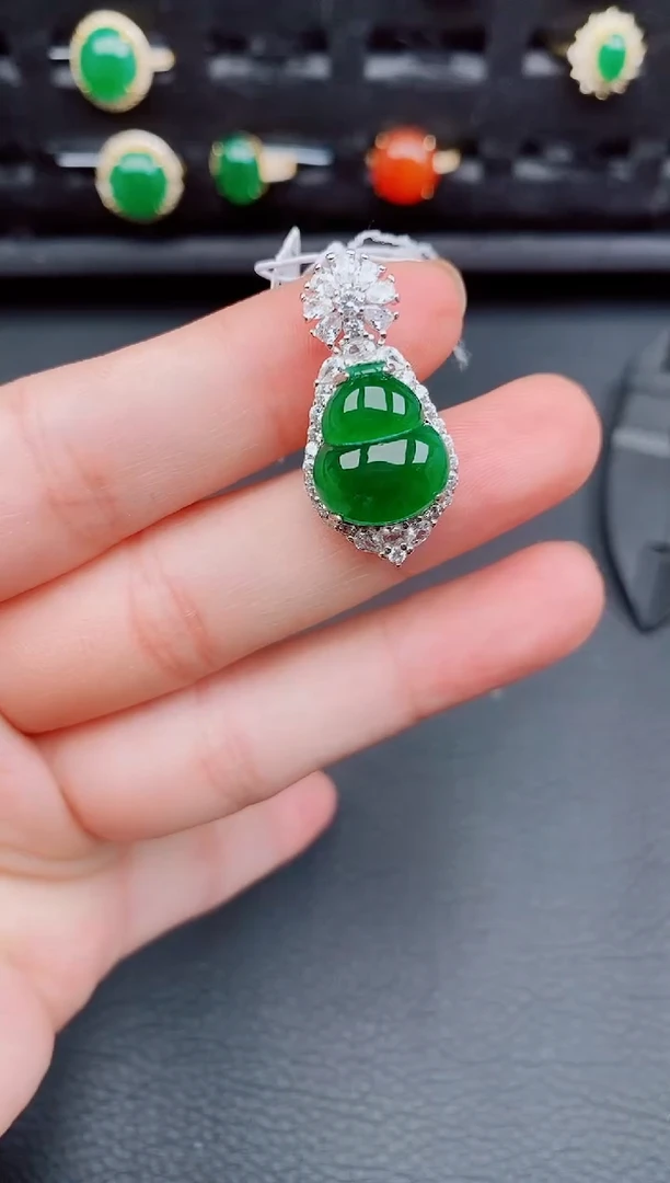 【闪购商品】翡翠颈饰银S925镶嵌天然a货翡翠283