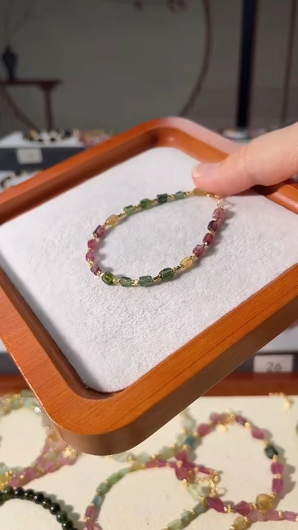 手链银S925镶嵌碧玺6267