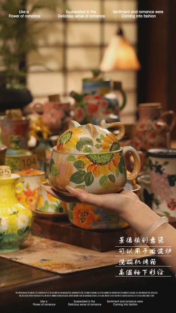 陶瓷景德镇高温手绘釉下彩设计师款式