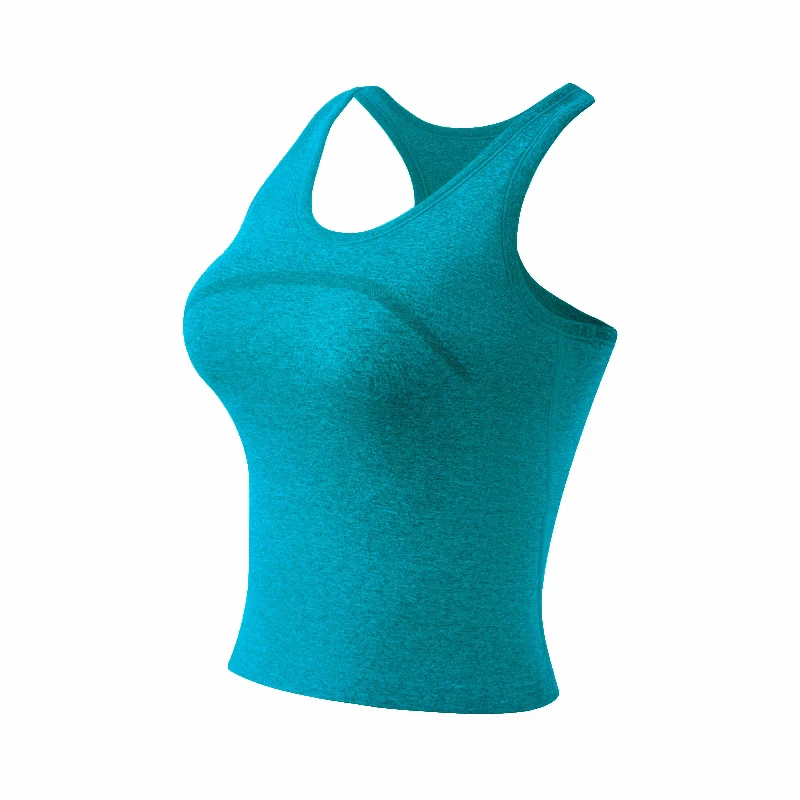 女士户外轻薄螺纹设计夏运动跑步无袖一体式运动背心ebb外穿女