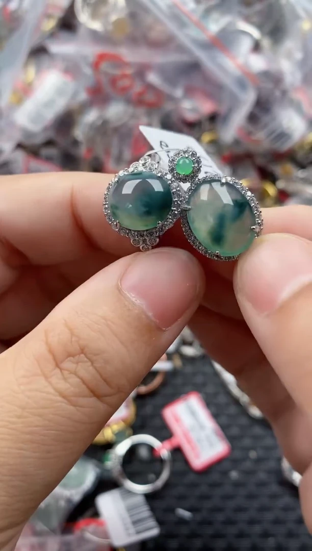 银S925镶嵌戒指翡翠111      2